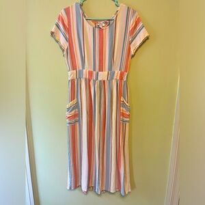 A.N.A MIDI length striped women’s dress with pockets
